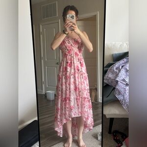 blue island Pink Floral High-Low Sundress
